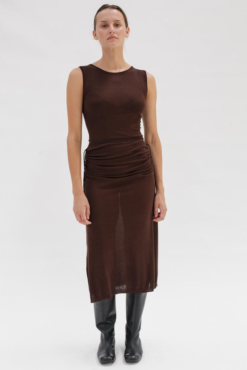 Gloria Silk Drawstring Dress - Wixii