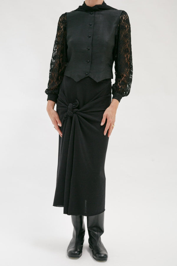 Vintage Black Silk Lace Blouse - Wixii