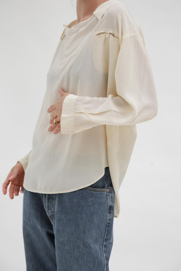 Vintage Cream Silk Blouse - Wixii