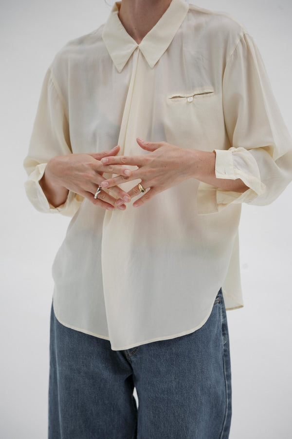 Vintage Cream Silk Blouse - Wixii